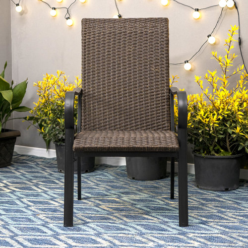 Lark Manor Abhijith 2Pieces Dark Brown Rattan Chair Patio Dining